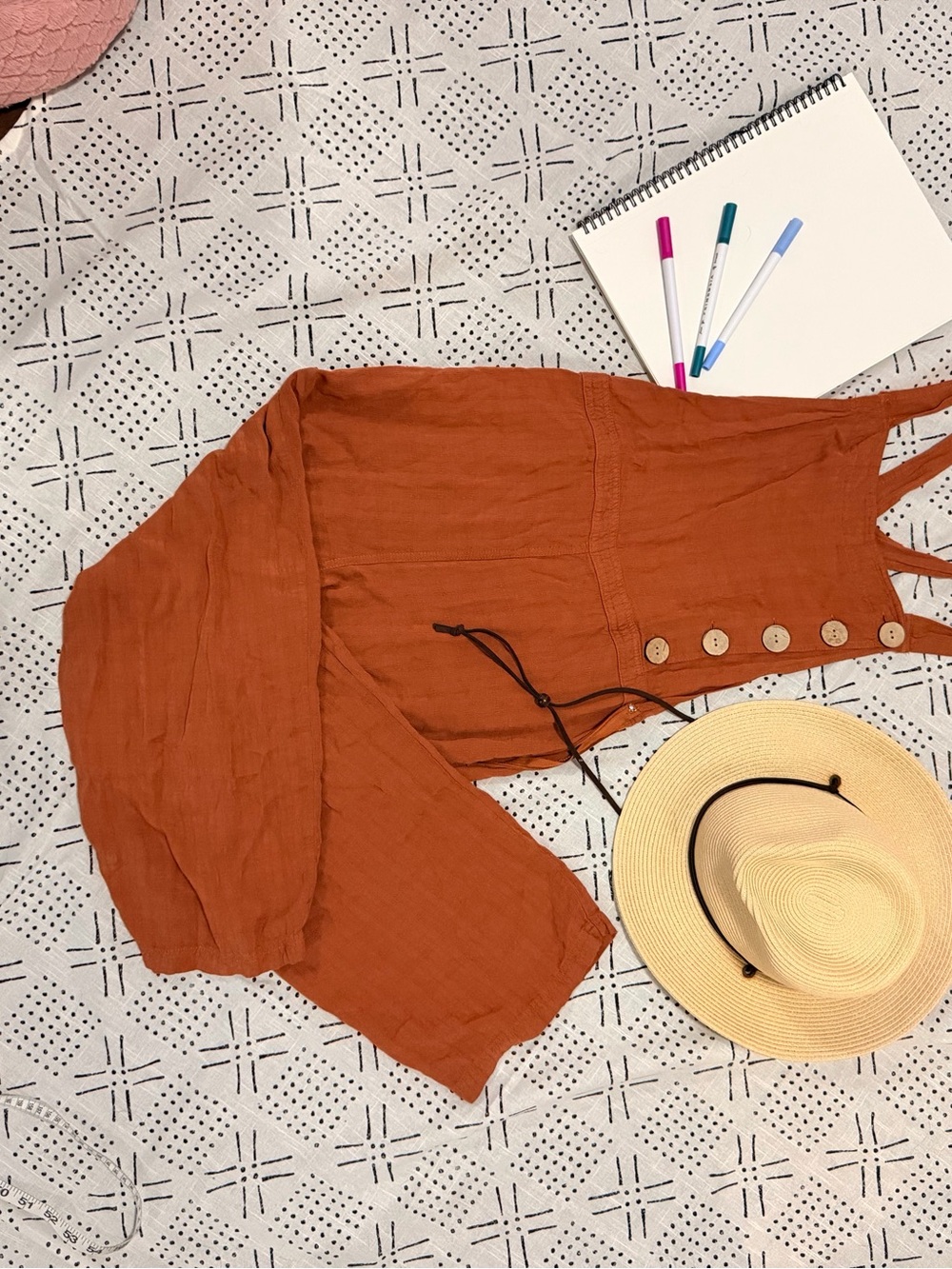 Universal Thread Rust Brown Button-Front Jumpsuit
